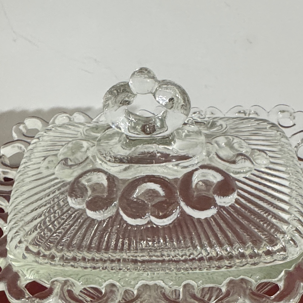 1950’s Indiana Glass Co. Clear Glass Footed Candy Dish With Lid - Picture 2 of 7